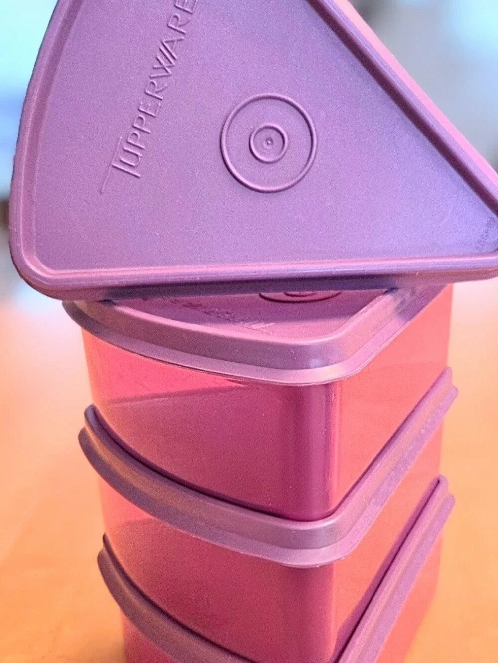 Tupperware 4 Containers Lids Purple Plum Pie Slice Keepers w/Lids 269-19